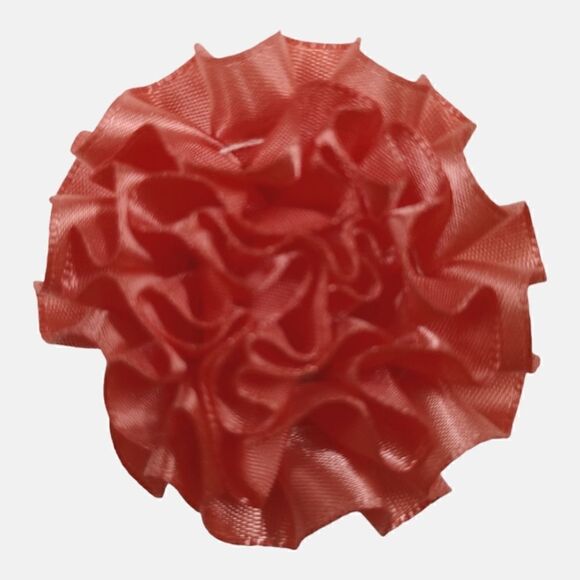 MEN'S LARGE SOLID CORAL SATIN LAYERED LAPEL PIN FLOWER. - Picture 1 of 1